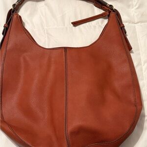 a.n.a Tan Leather Hobo Bag with Slouchy Design